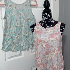 2 Gap high neck floral tanks